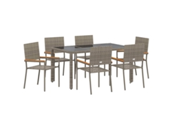Maison Exclusive - Juego de comedor de jardín de 7 piezas, mimbre gris, Pe