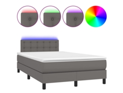 Maison Exclusive - Cama Box Spring Colchón Y Led Cuero Sintético Gris 120x200 Cm