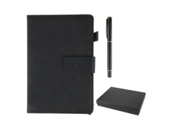 Cuaderno A5 De Cuero Pu Con Papel Grueso Resistente A Tinta, Reglado, Estuche Para Pluma, Ideal Para Colegio, Oficina Y Viajes, Negro