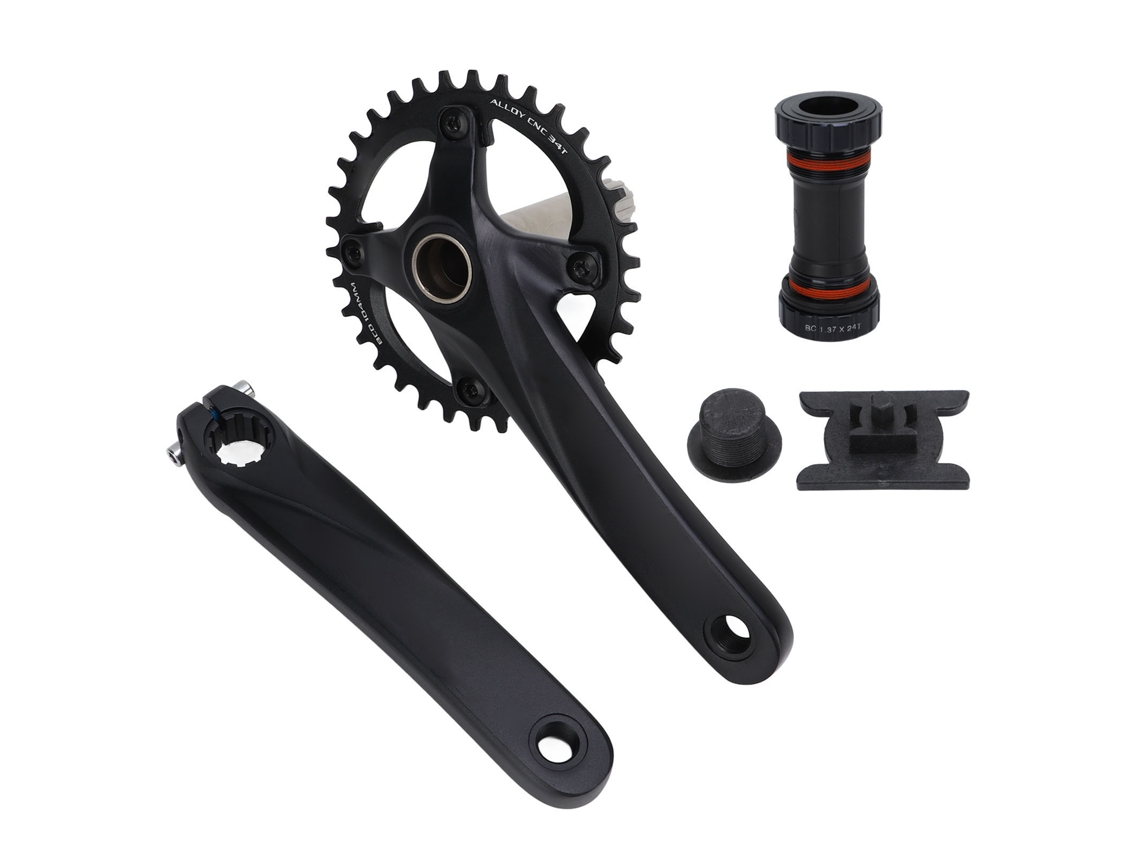 Juego De Rodamientos Para Bicicleta De Montaña En Aleación De Aluminio Con Engranaje Hueco Integrado, Color Negro, 34 Dientes.