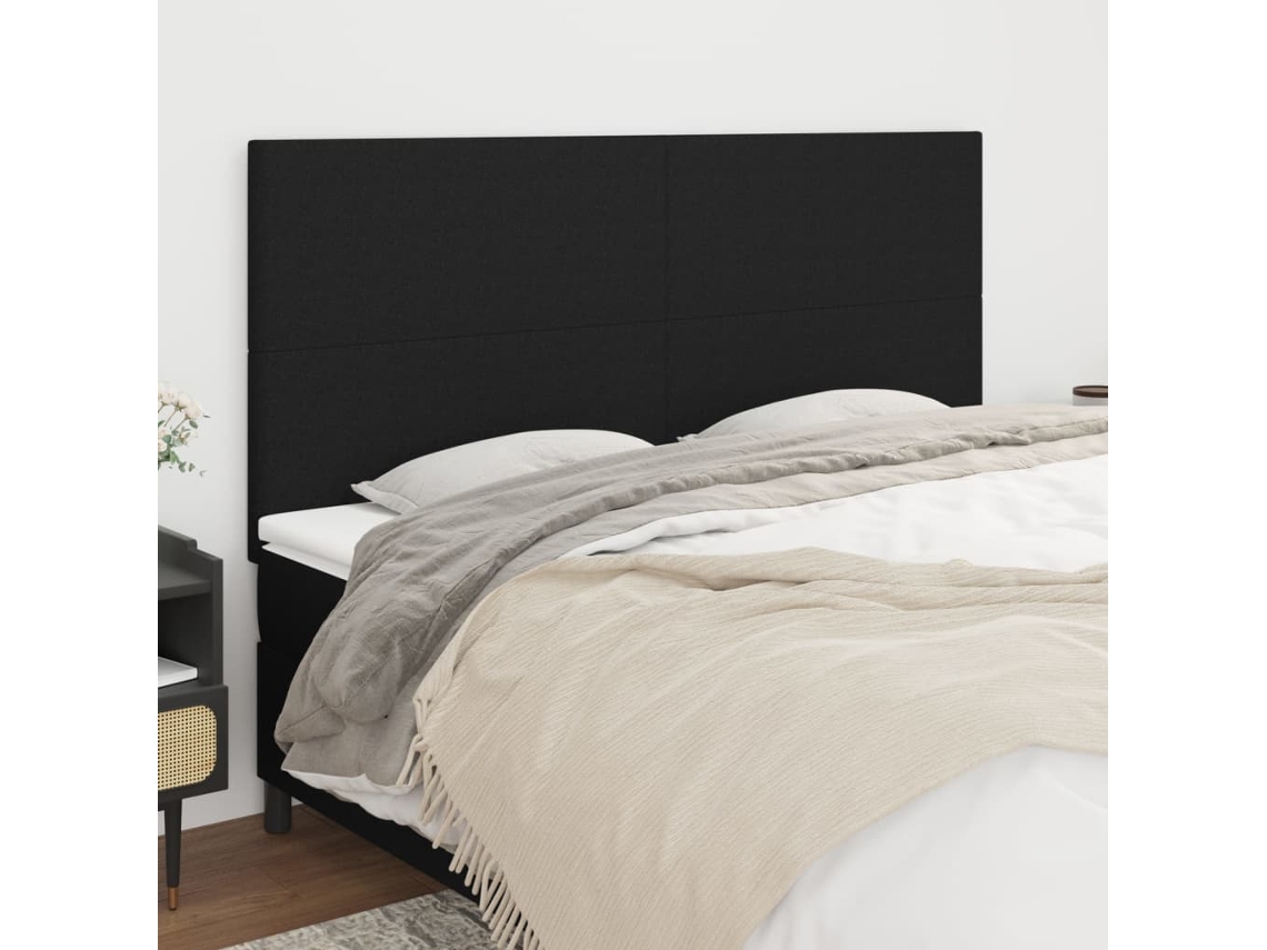 Cabeceros 4 Unidades De Tela Negro 100x5x78/88 Cm