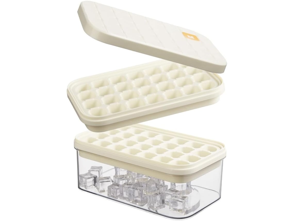 Molde Para Cubitos De Hielo De 56 Compartimentos Con Tapa Y Compartimento De Almacenamiento Para Congeladores, Libre De Bpa. Panoona