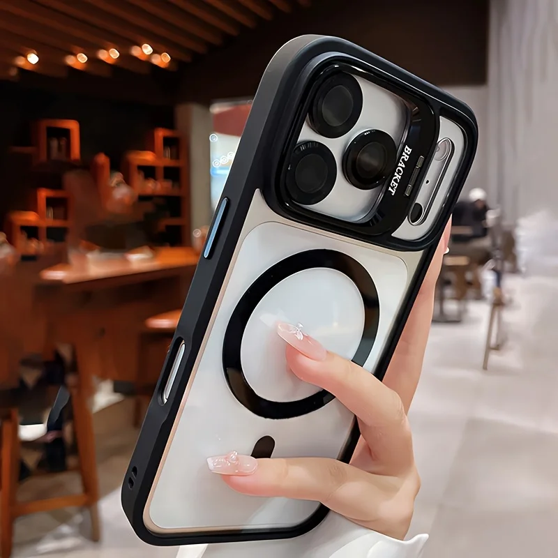 (iphone 11 Pro Max Negro) Funda Protectora Con Soporte Magnético Magsafe Y Soporte Para Lente