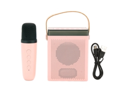 Máquina De Karaoke Con Altavoz Bluetooth Rgb Recargable Y 1 Micrófono Inalámbrico - Rosa