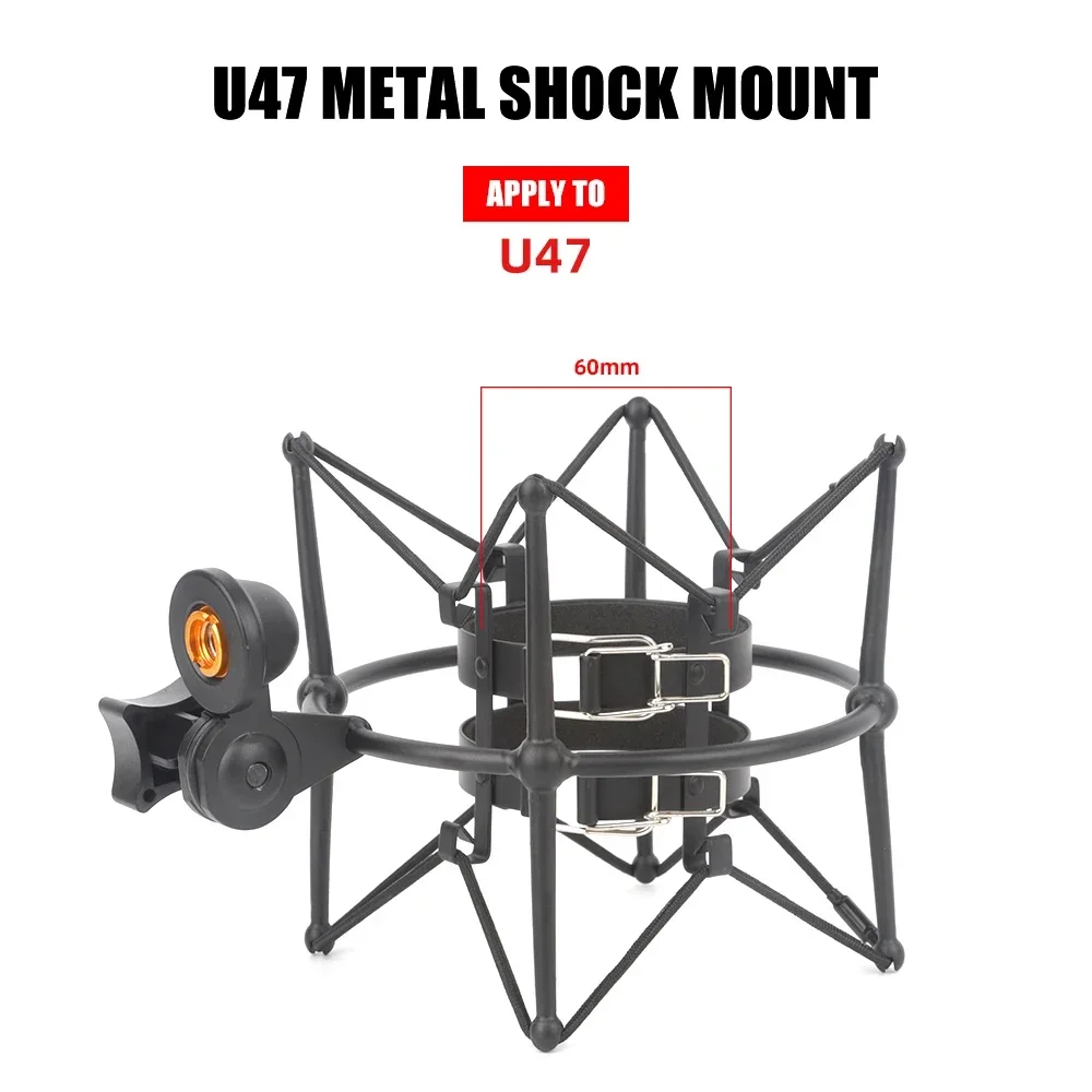 (negro 6 Cm) Soporte Antivibración De Metal Grande Para Micrófono, Adecuado Para Diámetros De 5 A 7 Cm.