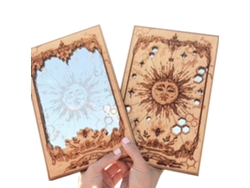Espejo de tarot Sun Xix, adorno de madera para el hogar