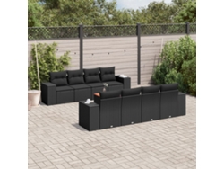 Conjunto de sofás de jardín de 9 piezas DKD Home Decor con cojines de mimbre negros
