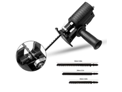 Kit Conversor De Taladro A Sierra Reciprocante Portátil Con Adaptador Inalámbrico, Bandeja Protectora Y Mango Auxiliar Desmontable