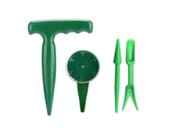 Conjunto De 4 Herramientas De Jardinería Plásticas Semiacabadas: Dibbler Con Escala, Semillero Ajustable, Transplante Seguro