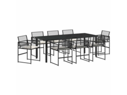 Maison Exclusive - Conjunto De Comedor De Jardín 9 Pcs Negro Ratán Sintético