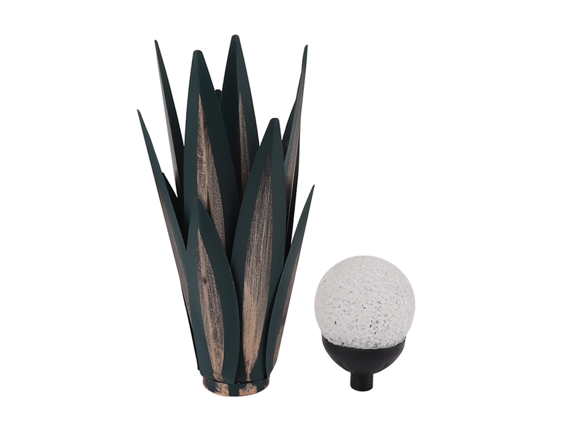 Escultura Artística De Tequila Con Hierro Luz Colorida Verde Oscuro 300mah Agave Metal Para Sala