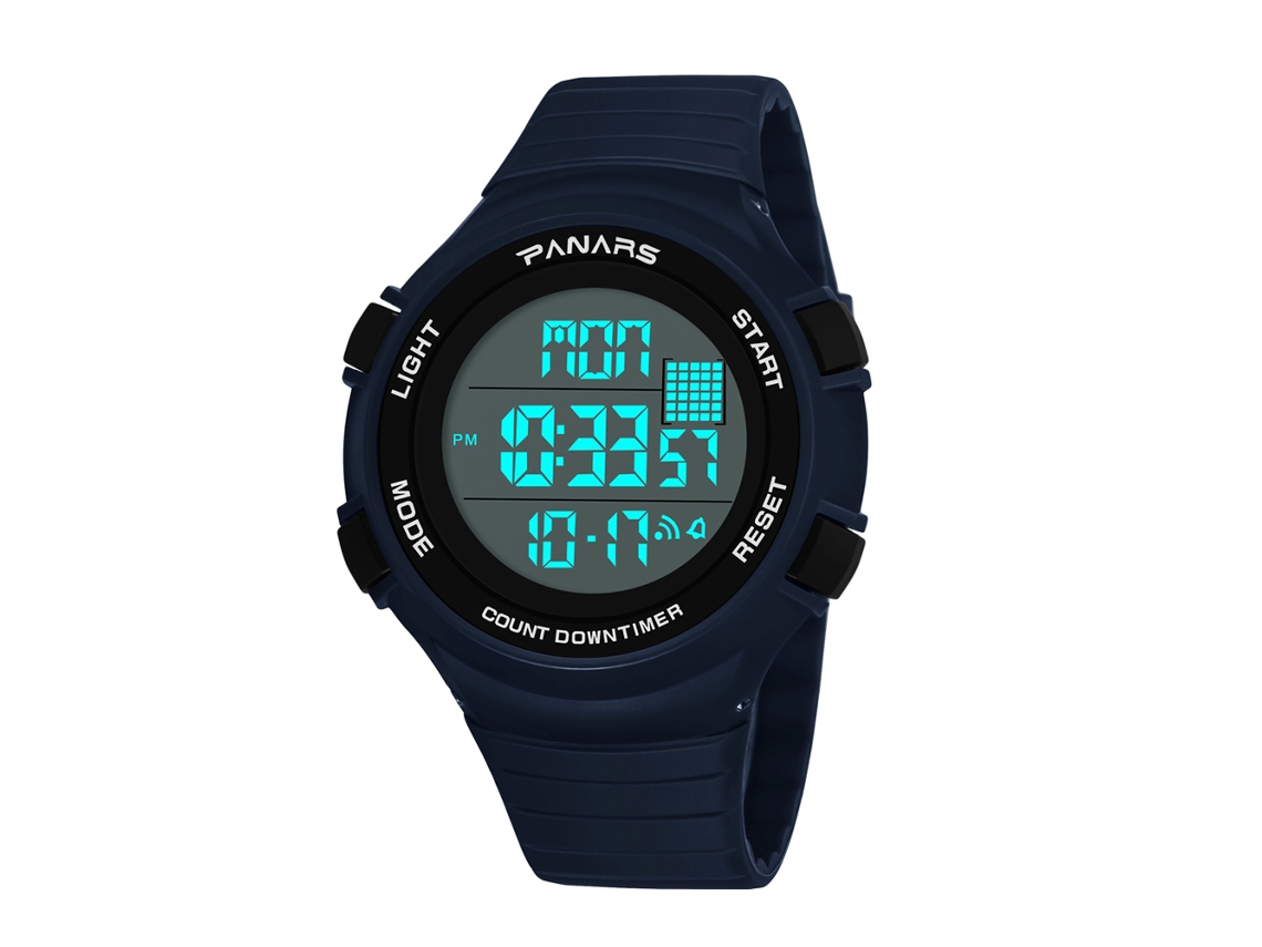Reloj Deportivo Electrónico Para Hombre Panars, Resistente Al Agua Hasta 50 M, Azul Luminoso.