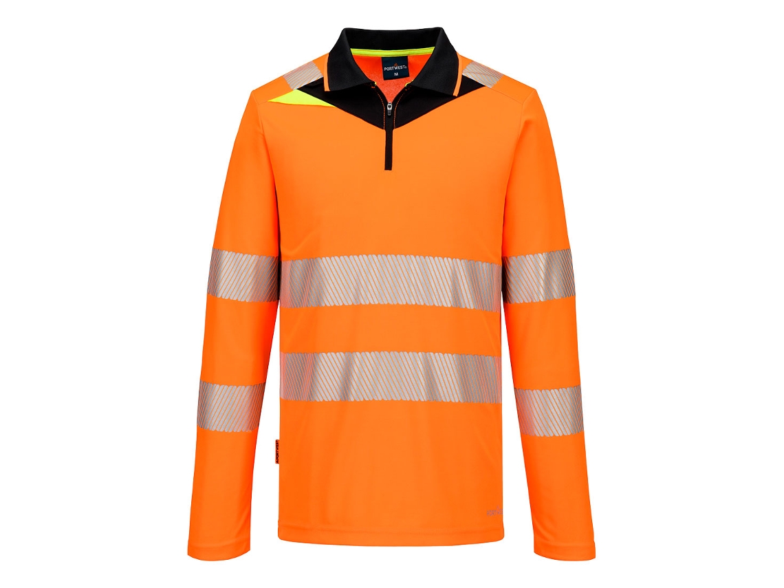 Polo Alta Visibilidad Dx4 Manga Larga Con Cremallera | Trabajo Naranja/negro / Xxl