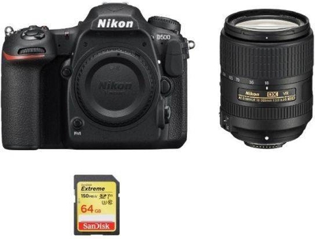Kit Cámara Réflex NIKON D500 + AF-S 18-300mm F3.5-6.3G ED VR + Tarjeta SD de 64GB