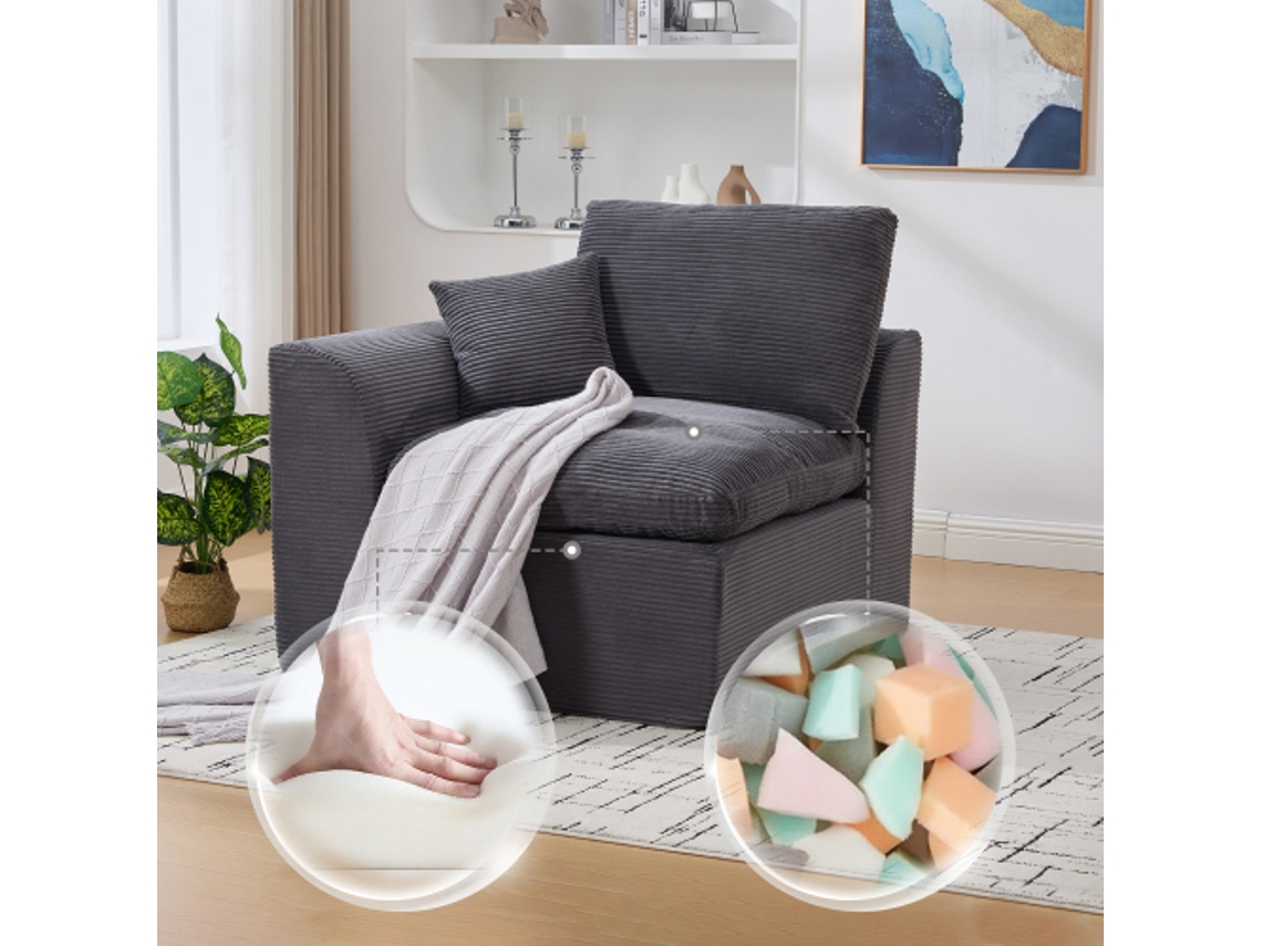 Sofá de tela moderno y minimalista, sofá individual para salón, sillón suave y cómodo con cojines.