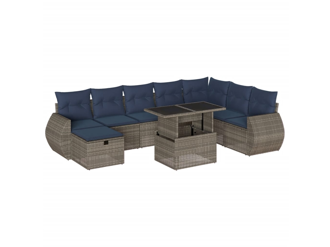 Maison Exclusive - Conjunto De Sofá De Jardín De 9 Piezas Con Cojines, Poliratán Gris