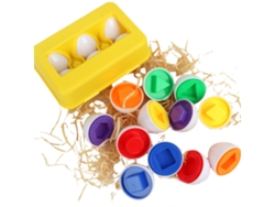 JILLIOPER Huevos para combinar para niños pequeños, rompecabezas de clasificación de reconocimiento de formas y colores, juguetes Montessori, juego de aprendiza