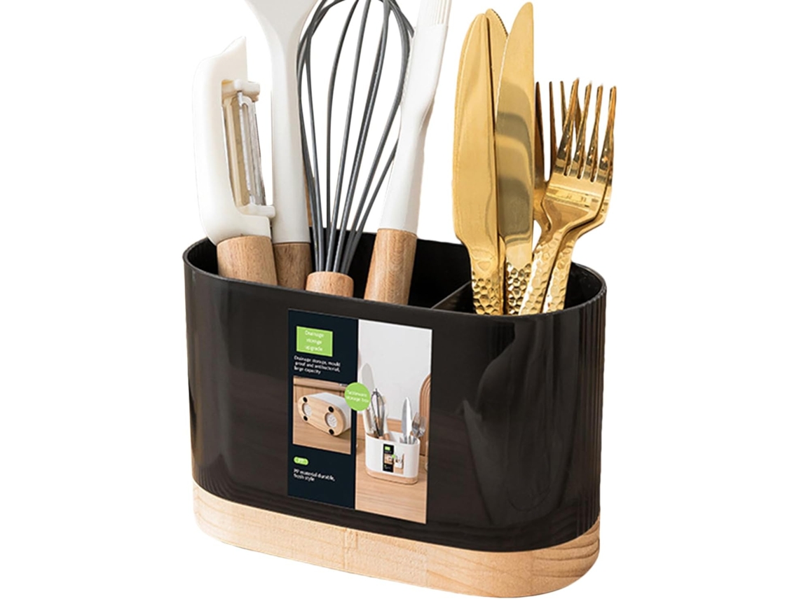 Soporte Para Cubiertos, Organizador De Utensilios De Mesa, Soporte Para Palillos Y Escurridor De 2 Compartimentos.