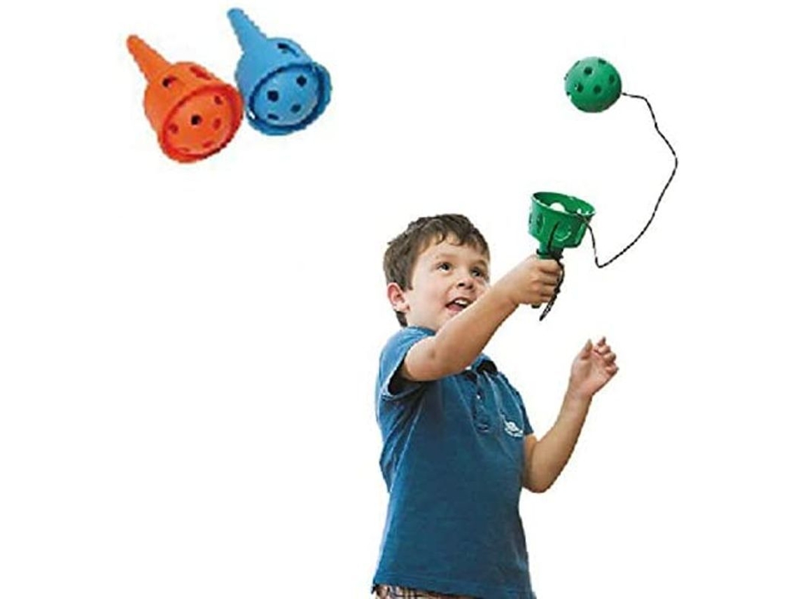 Lanza Y Atrapa - Pelotas Y Vasos Divertidos - Pelota Blanda Kendama Para Principiantes - Paquete De 2 Unidades (rojo Y Azul)