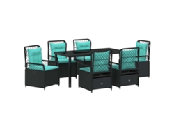 Maison Exclusive - Conjunto De Comedor De Jardín 7 Pcs Negro Ratán Sintético