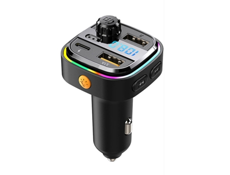 Cargador de coche Bluetooth con sonido envolvente de 360 grados con funciones de carga rápida y conducción segura (negro) BISBISOUS