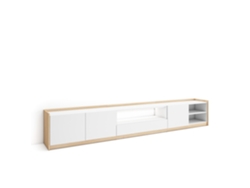 Mueble Tv, Televisión, 310x37x50cm, Para Tv Hasta 80", Led, Blanco Y Roble Soft