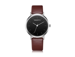 Reloj De Pulsera Casual De Cuarzo Con Correa De Cuero Pu Redondo Para Hombre Y Mujer (café Oscuro)