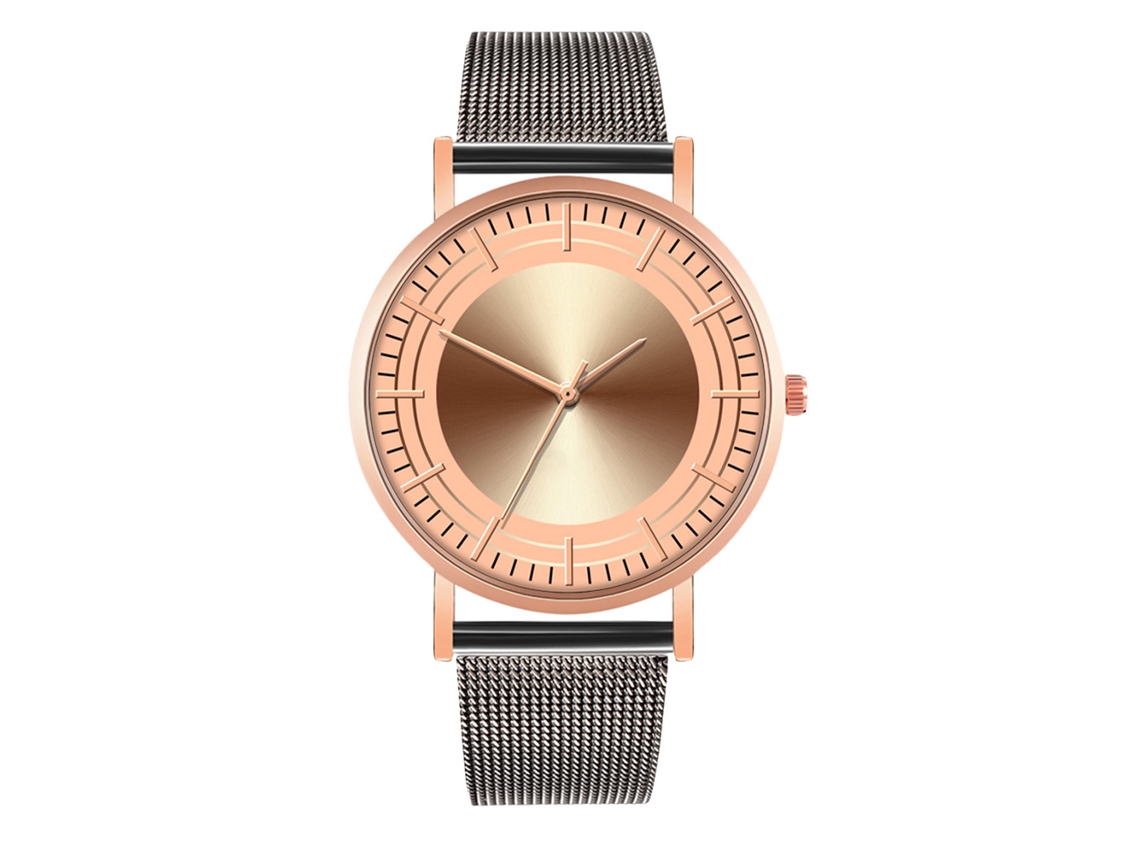Reloj De Moda Para Parejas Con Correa De Malla Dial Redondo Cuarzo 8