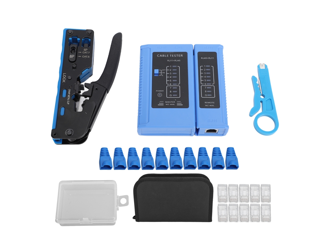 Kit De Herramientas De Crimpado Rj45 Con Comprobador Para Cables De Red Cat5e, Cat6 Y Cat6a