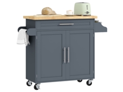 Madeira Cozinha Carrinho com Gaveta, Porta Temperamento e Armário, 109x40x89 Cm, Cinza e Madeira, ZENCORE SERVICES