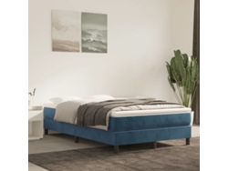 Estructura De Cama Sin Colchón Terciopelo Azul Oscuro 120x200cm