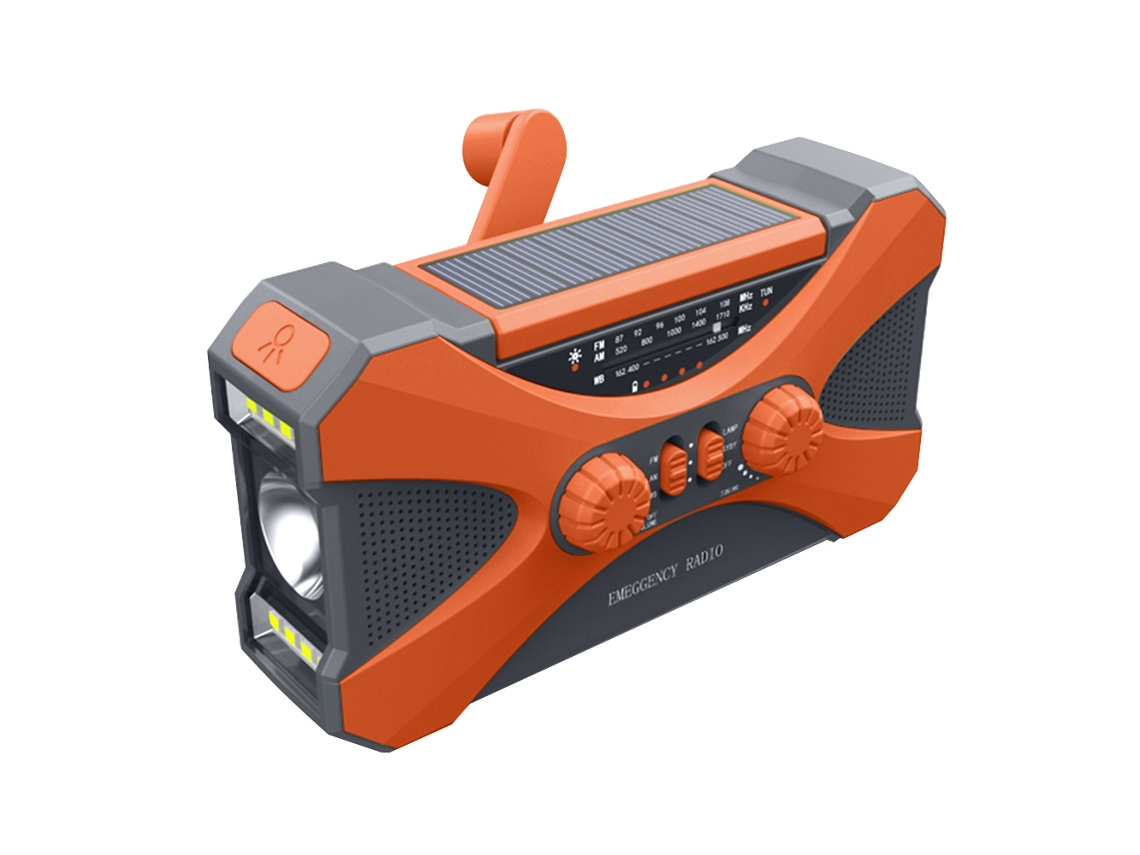Radio de emergencia portátil Viewleaf con manivela de 15000 mAh, energía solar, linterna LED AM/FM/NOAA y banco de energía para uso en exteriores