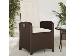 Silla de jardín reclinable marrón con cojines de mimbre de DKD Home Decor
