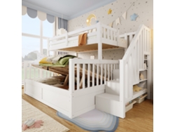 Litera 90x200+140x200 - Hidráulica Con Escalera Y Almacenaje - Blanca