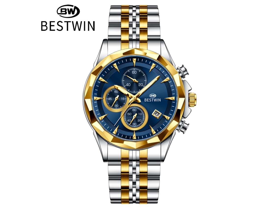 Reloj De Pulsera Personalizado De Seis Agujas Para Hombre (caja Azul Bicolor)