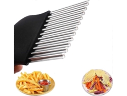 Cortador de verduras acanalado de acero inoxidable para patatas fritas, ensaladas, frutas y verduras - Negro