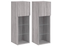 Conjunto 2 Muebles de TV VIDAXL con luces LED gris Sonoma (30.5 x 30 x 90 cm)