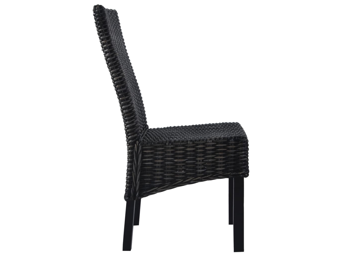 Sillas De Comedor 4 Uds | Asiento De Comedor | Silla De Cocina Ratán Kubu Y Madera Mango Negro