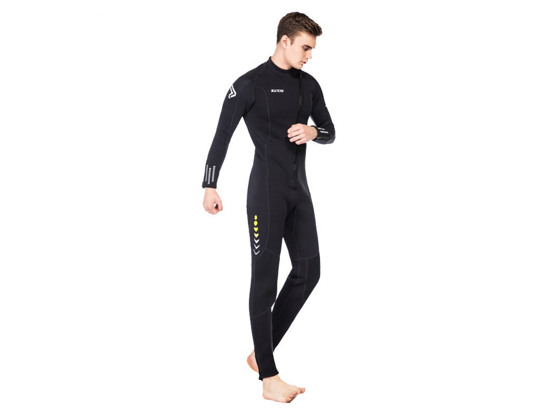 Negro 4xl Zcco Traje Neopreno 3mm Cremallera Frontal Elástico Cálido Natación Surf Snorkel Buceo Cuerpo Completo Deportes Acuáticos