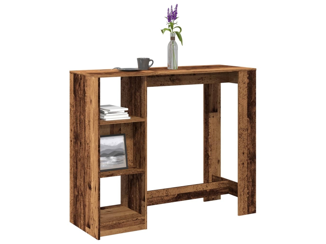 Mesa de bar  Mesa alta con estantes derivados de madera madera vieja Wsd573811 Lovely Home