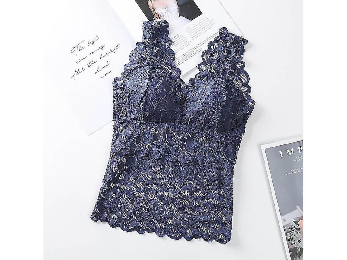 2026-top Crop Sin Aro Para Mujer Verano Con Tirantes Anchos Y Espalda Sexy De Encaje Sustentación Sin Acero Talla Plus