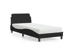 Cama Con Colchón Tela Negro 80x200 Cm