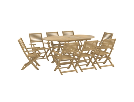 Conjunto 9 de comedor de jardín VIDAXL madera maciza de acacia