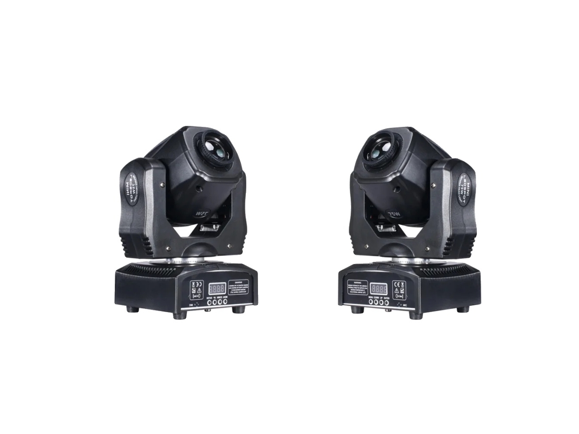 Foco móvil, 7 gobos, control DMX512, 2 luces, enchufe UE, OEM