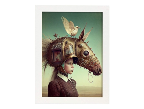 NACNIC Poster Cabeza De Caballo En Estilo Surrealismo Cinematográfico Ilustraciones Y Grabados De Historieta Abstracta Y Artística A4 Marcos Blancos