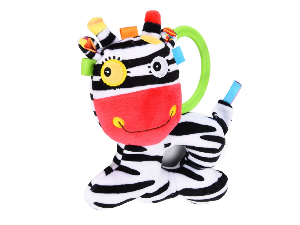 Chocalha Macia De Pelúcia Para Bebê Anel Portátil Brinquedo Suave Zebra 3 Meses+