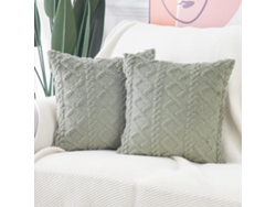 Juego De 2 Fundas De Cojín 45x45 Cm En Lana Verde