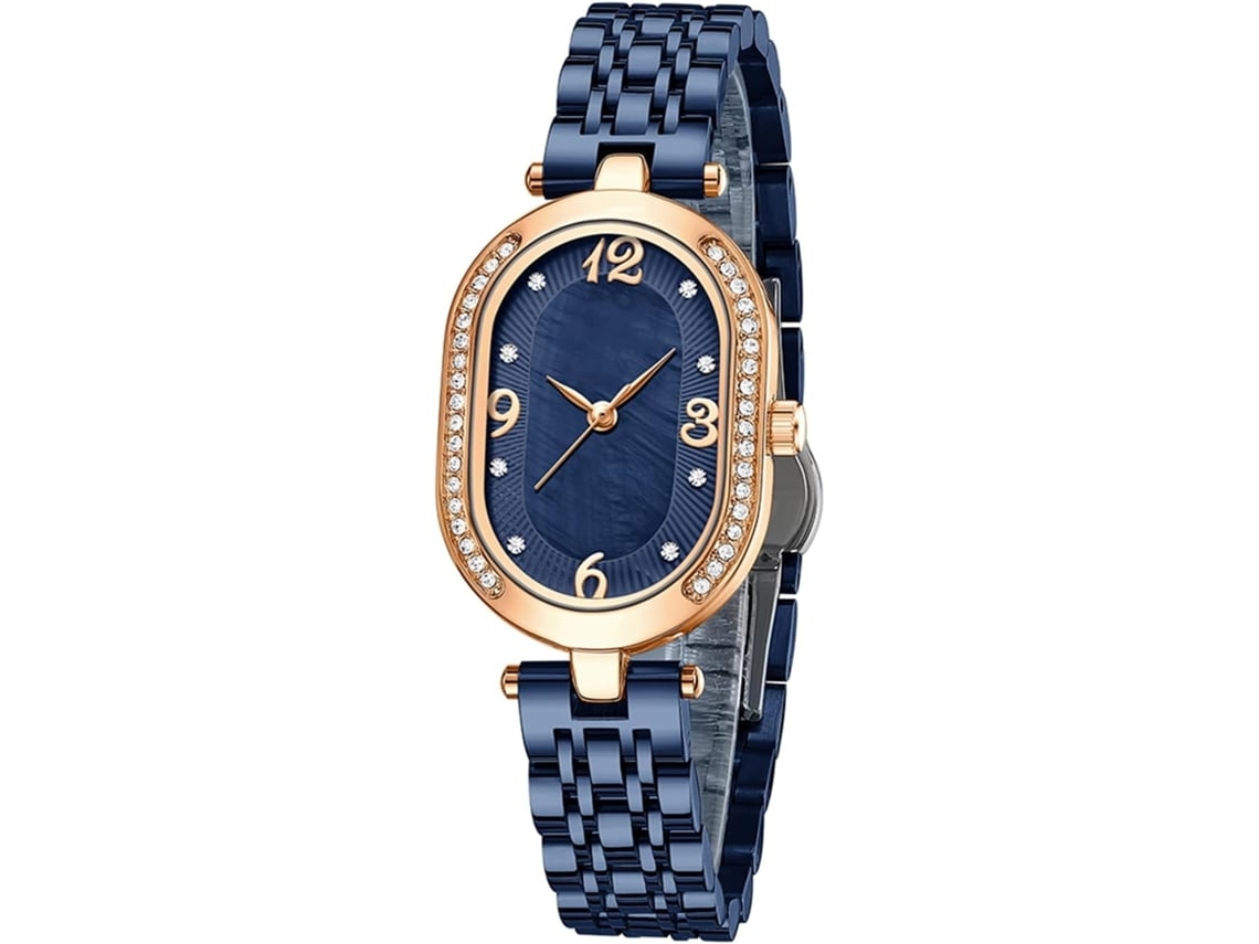 Reloj De Lujo Femenino De Strass Acero Inoxidable A Prueba De Agua Cuarzo Fecha Luminoso Yuysan