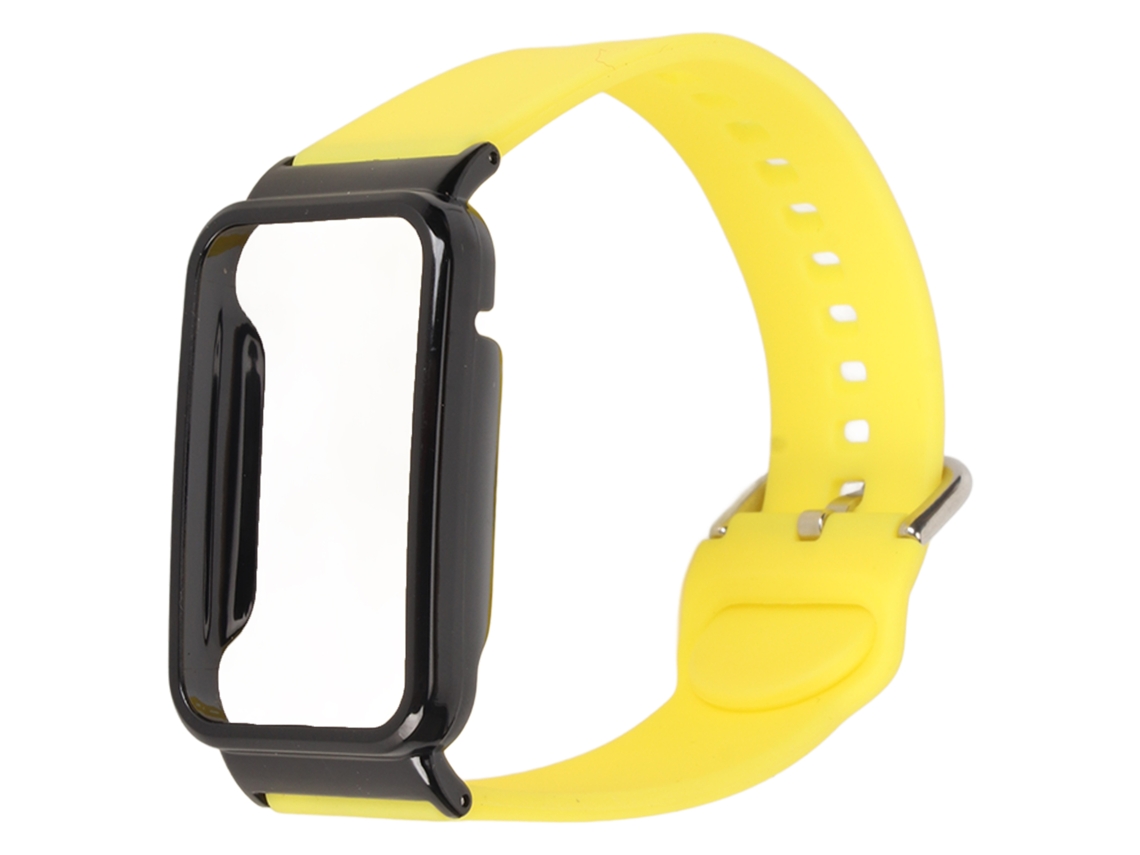 Correa de silicona con protector para Mi Band 7 Pro, amarilla y negra