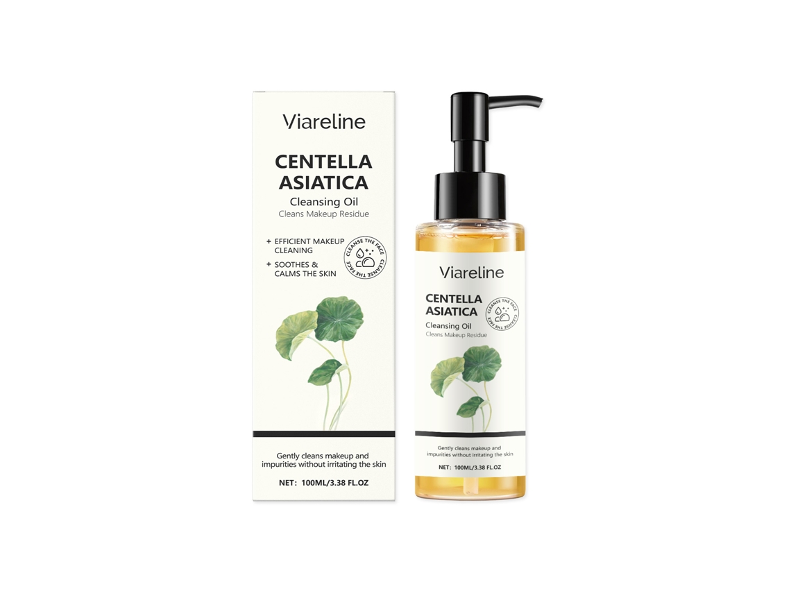 Aceite suave de centella asiática para limpiar pieles sensibles.